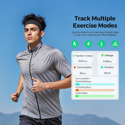 Touchscreen Health Tracker Smart Ring - 5ATM Waterproof Display