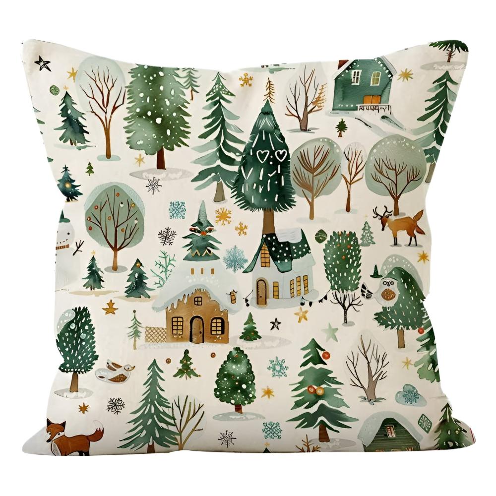 Festive Winter Decorative Pillow Cover