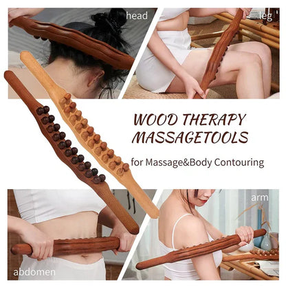 Natural Wood Body Massage Roller for Smooth Skin