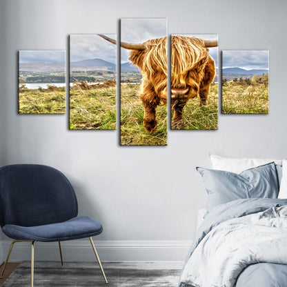 5-Piece Majestic Cow Canvas Art for Home Decor