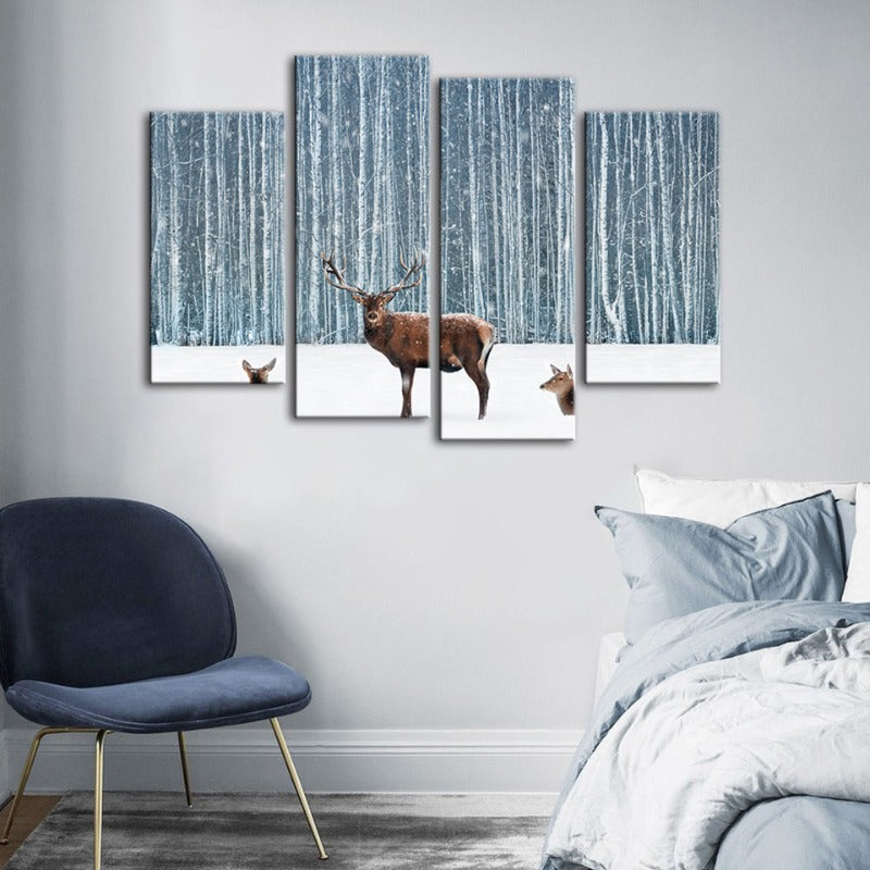Winter Serenity: 4-Piece Canvas Art Set for Tranquil Spaces
