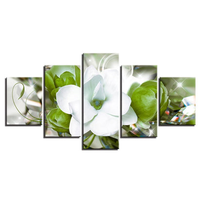 Vibrant Floral Canvas Art - 5 Panel Wall Décor
