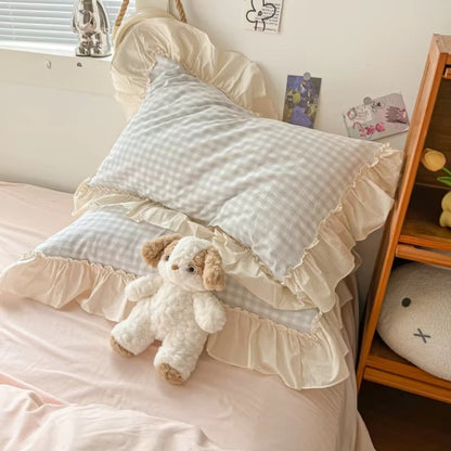 Charming Plaid Ruffled Bedding Ensemble for Cozy Nights