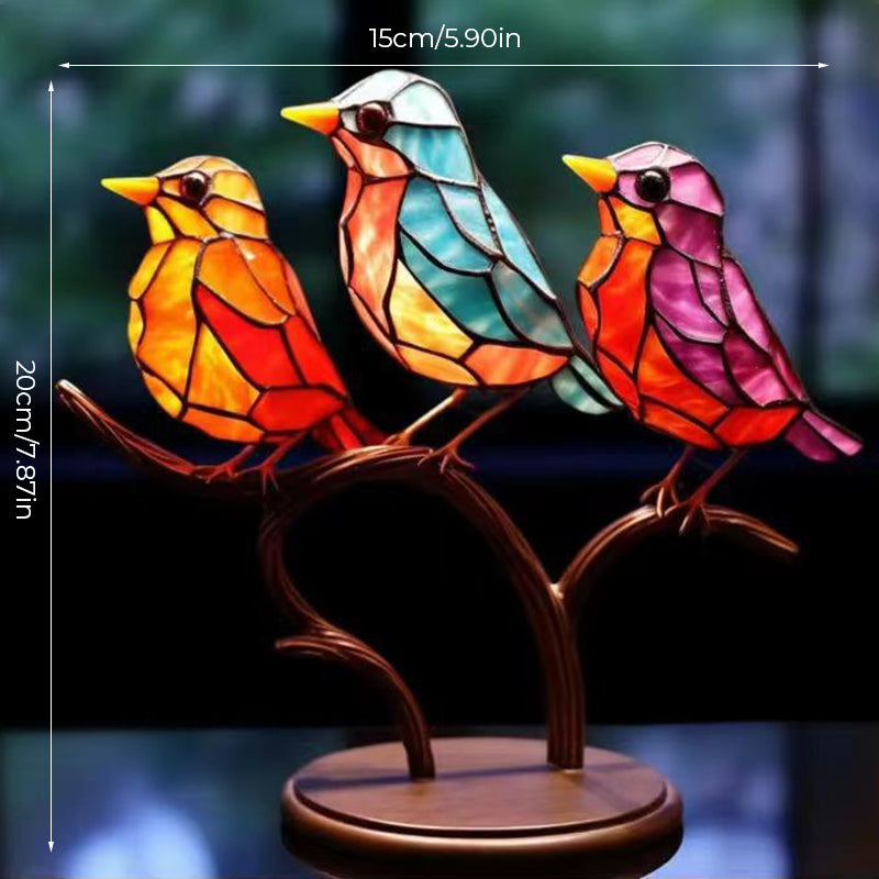 Double-Sided Multicolor Acrylic Ornaments with Birds on Branches