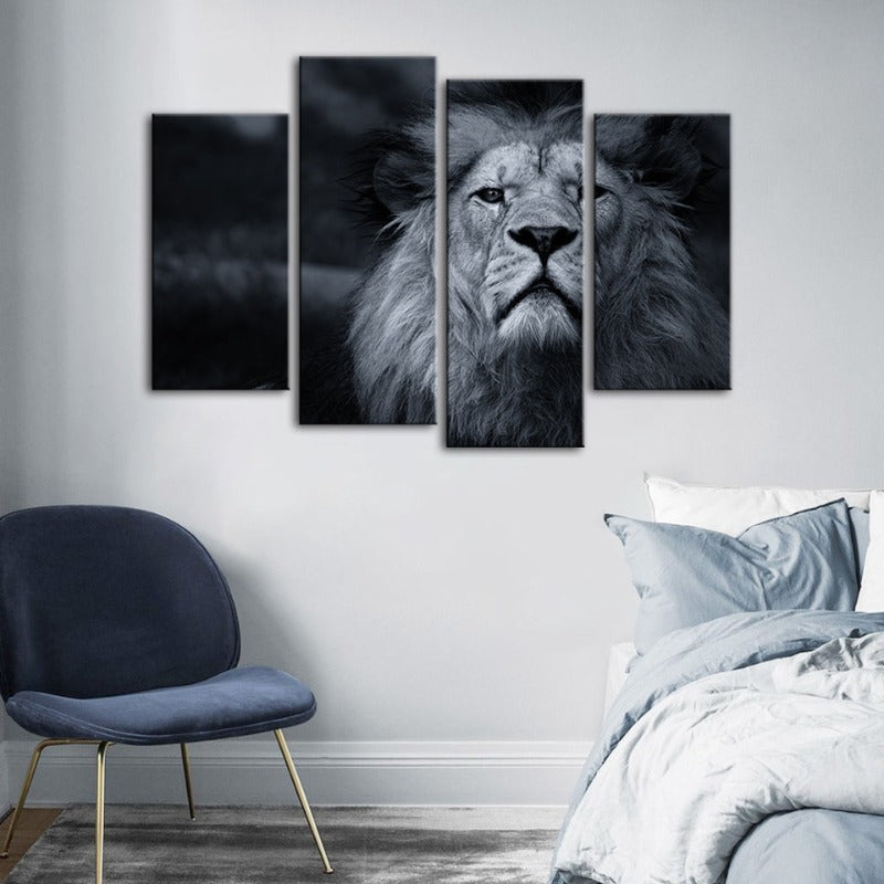 Serene Lion Canvas Art Set - 4 Piece Wall Décor
