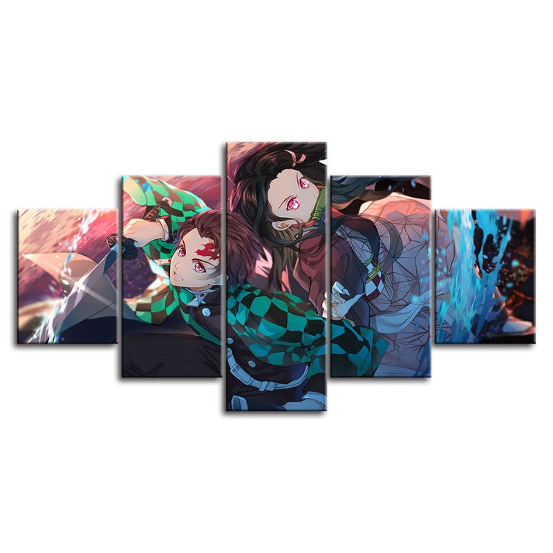 5-Piece Canvas Art Set - Anime Warrior Team Wall Decor