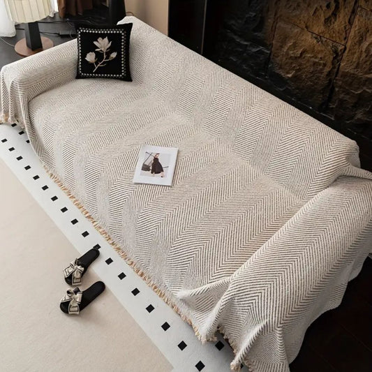 Easy-Care Furniture Protector - Elegant Herringbone Sofa Cover