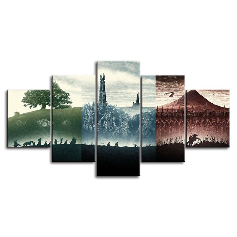Stunning 5-Piece Black and White Landscape Canvas Set