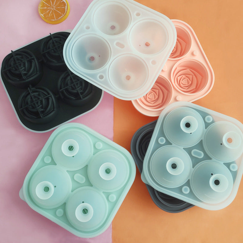 Elegant Floral Ice Cube Maker with 4 Compartments