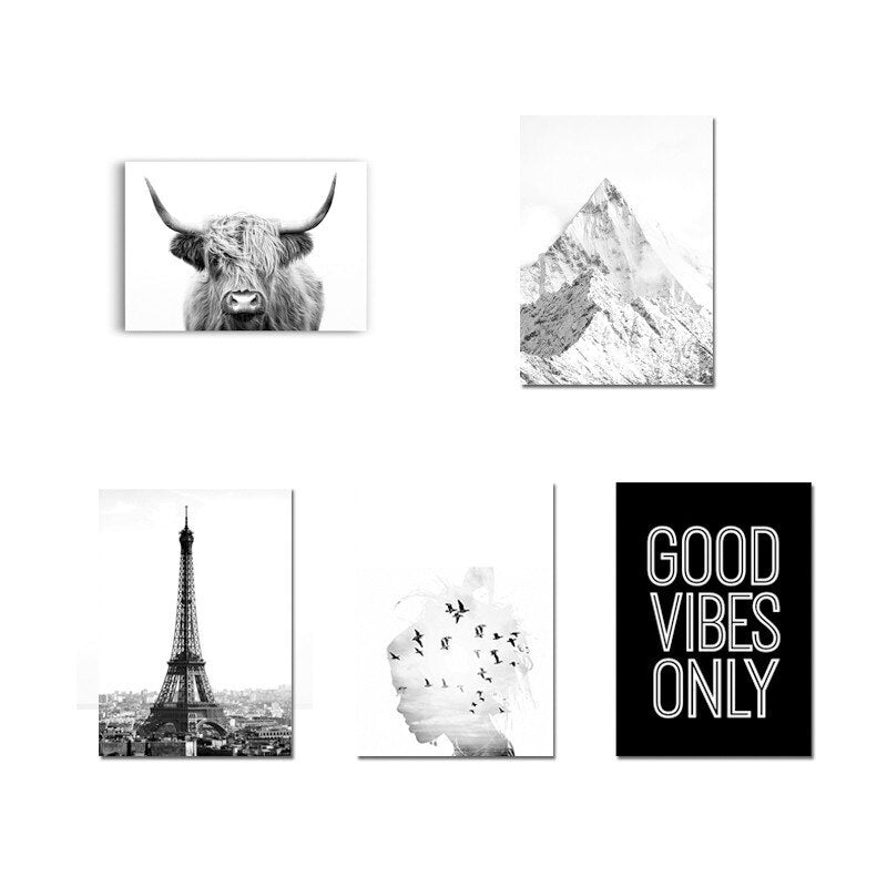 Highland Landscape Canvas Art – Black and White Wall Decor