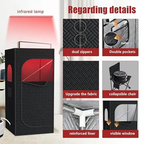 Infrared Home Sauna Tent with 2.5L Steam Generator, Chair, 9 Heat Settings & 99-Minute Timer