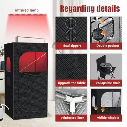 Infrared Home Sauna Tent with 2.5L Steam Generator, Chair, 9 Heat Settings & 99-Minute Timer