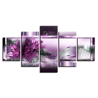 Stunning 5-Piece Canvas Art Featuring Purple Tulips