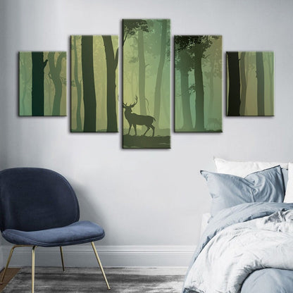 Serene 5-Piece Deer Silhouette Canvas Art Set