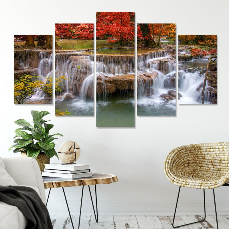 Stunning 5-Piece Waterfall Canvas Artwork for Home Décor