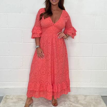 Chic Midi Dress with Ruffle Sleeves for Effortless Elegance