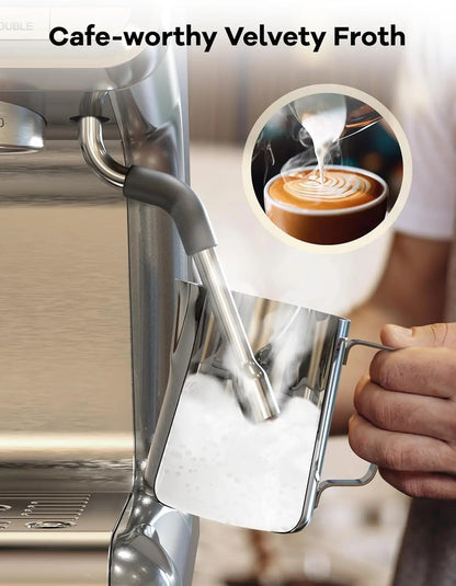 Espresso Maker with Integrated Burr Grinder, 20-Bar Pressure, 30 Grind Options, Steam Wand & 94.6 fl oz Reservoir