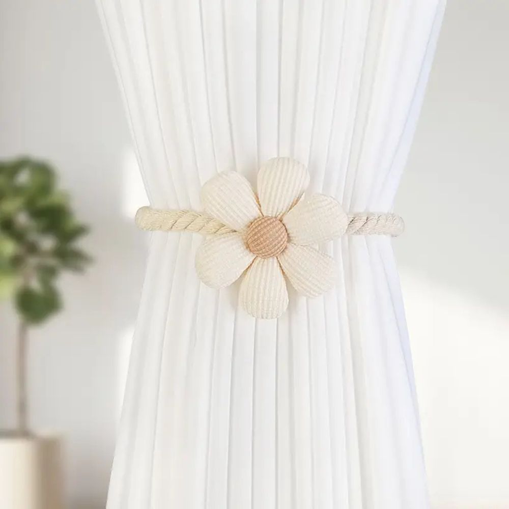 Charming Floral Magnetic Curtain Holders | Set of 2