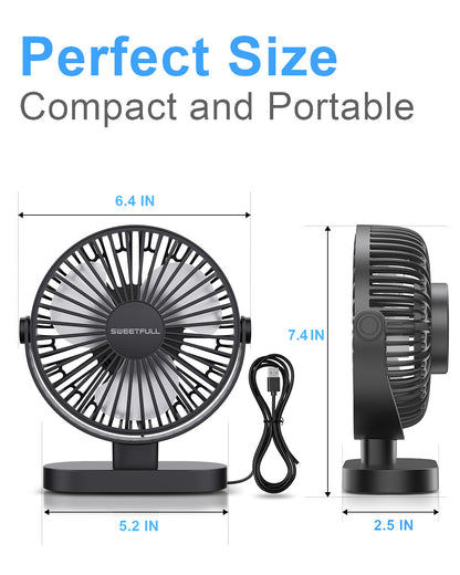 6.5 Inch Portable USB Desk Fan for Home, Office, Car, and Travel