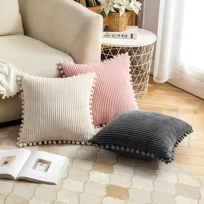 Cozy Textured Throw Pillow Cover with Fun Accents