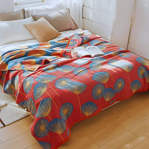 Versatile Cotton Blanket with Elegant Floral Design