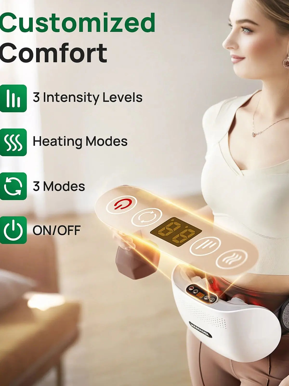 Cordless Heating Pad for Abdomen – Massager for Cramps and Relaxation
