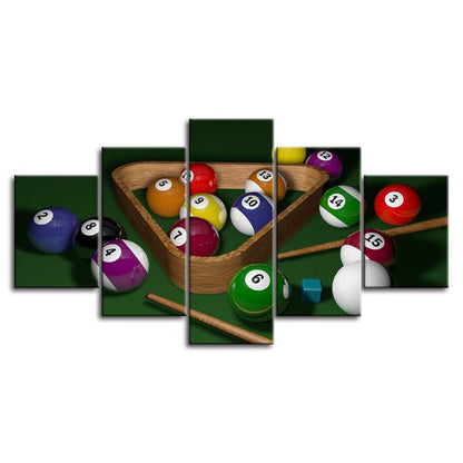 Vibrant Pool Ball Canvas Art - 5 Piece Set