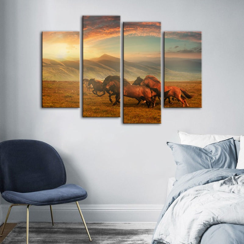 Majestic Horse Quartet - Scenic Canvas Art for Your Home