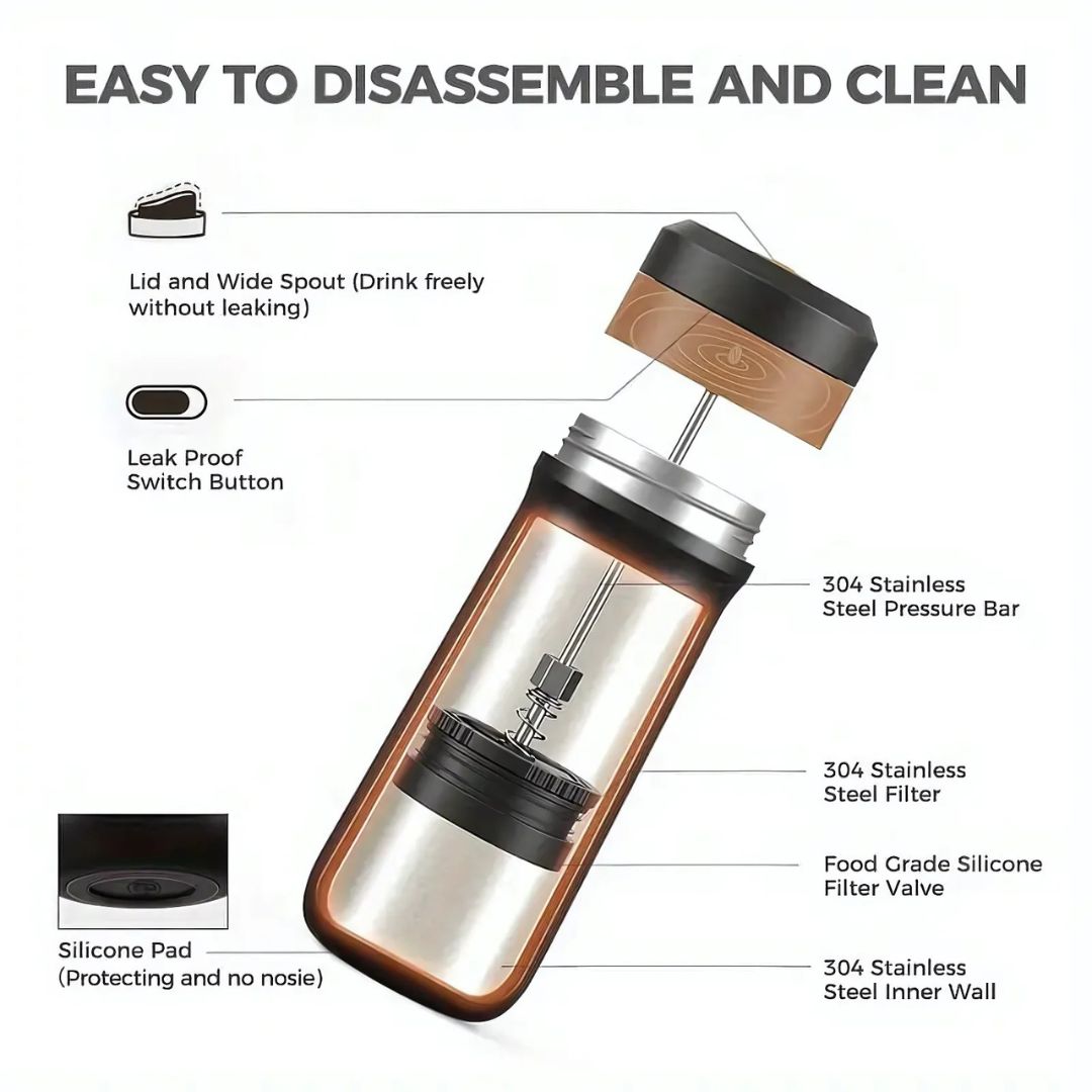 Travel Coffee Brewer with French Press Design