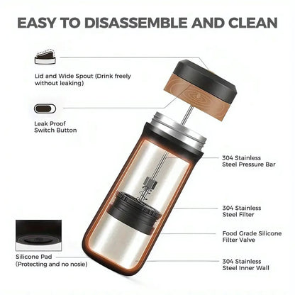 Travel Coffee Brewer with French Press Design