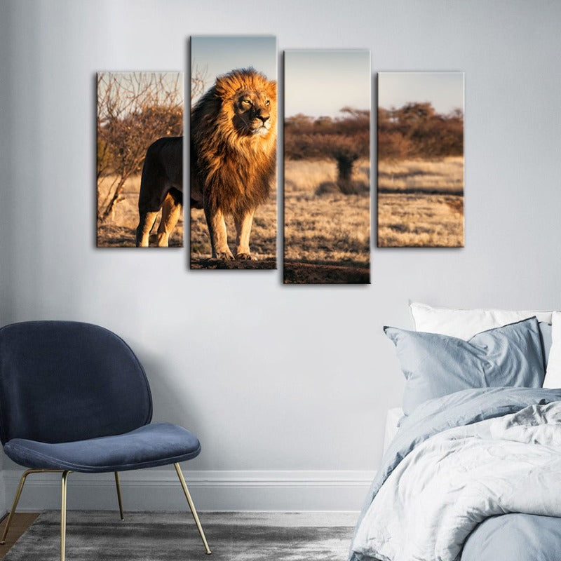 Stunning Lion Serenity - 4-Piece Canvas Art Set