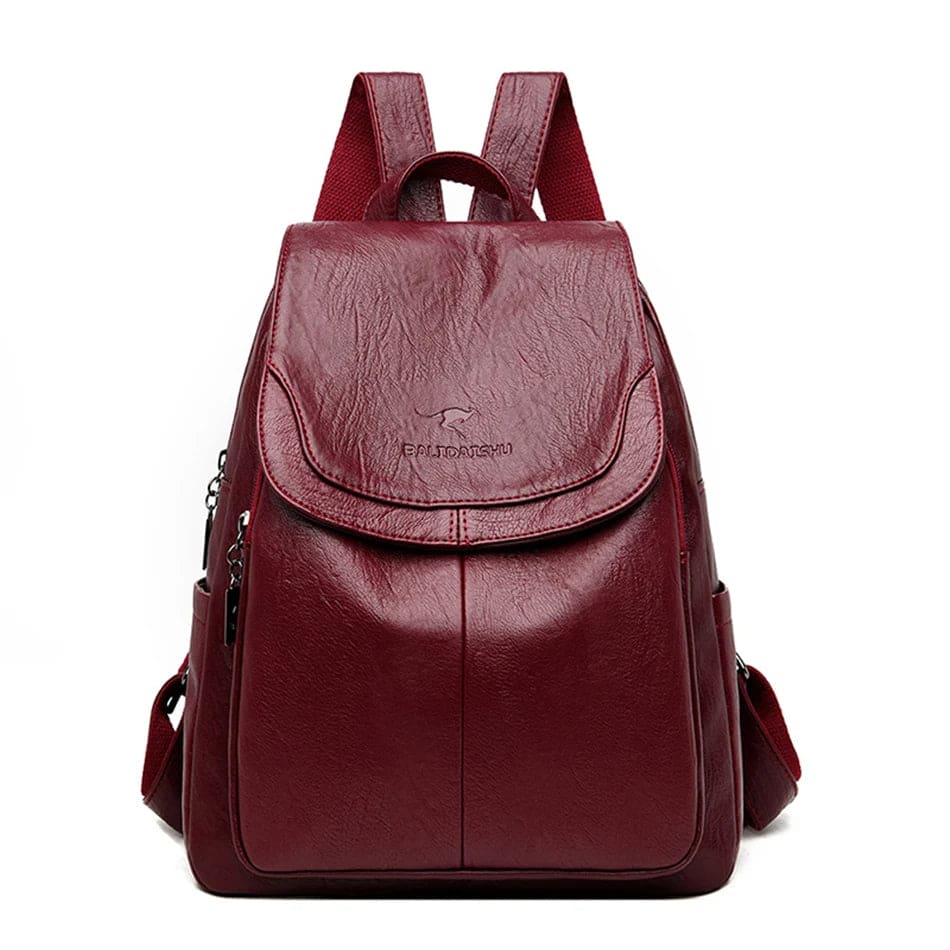 Leather Backpack with Anti-Theft Design – Slim & Functional