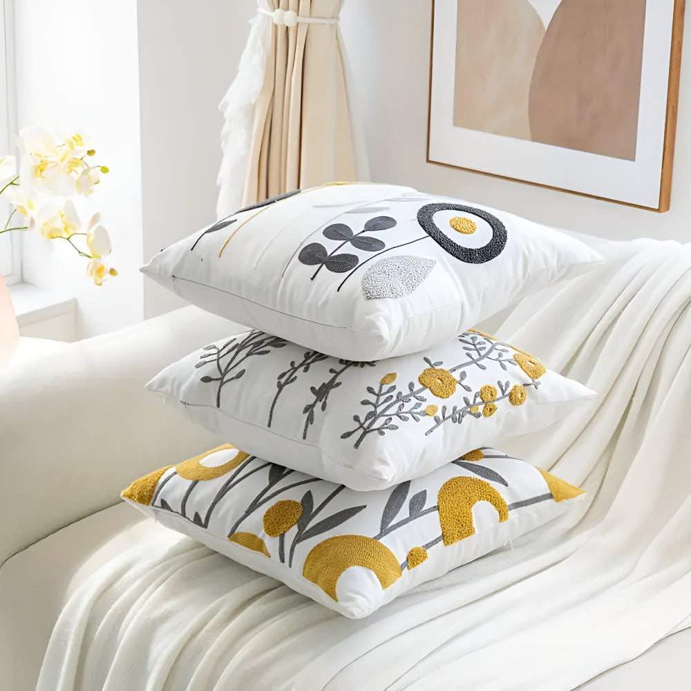Nature's Charm Embroidered Throw Pillow Cover