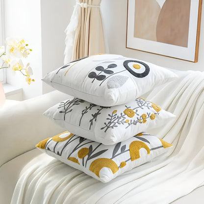 Nature's Charm Embroidered Throw Pillow Cover