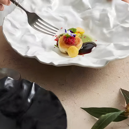 Handcrafted Ceramic Dinner Plate – Wrinkled Paper Design