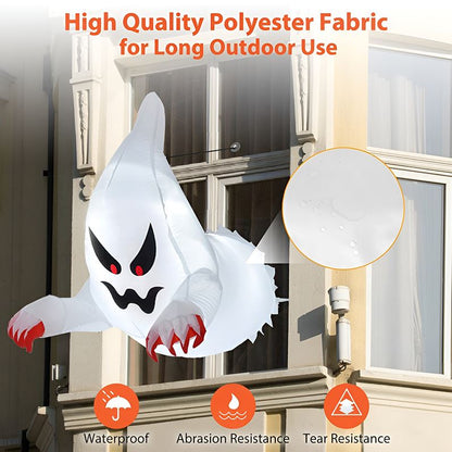 Inflatable Ghost with LED Eyes for Spooky Decor