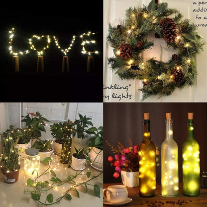 Set of 5 Cork LED Bottle Lights for Enchanting Décor
