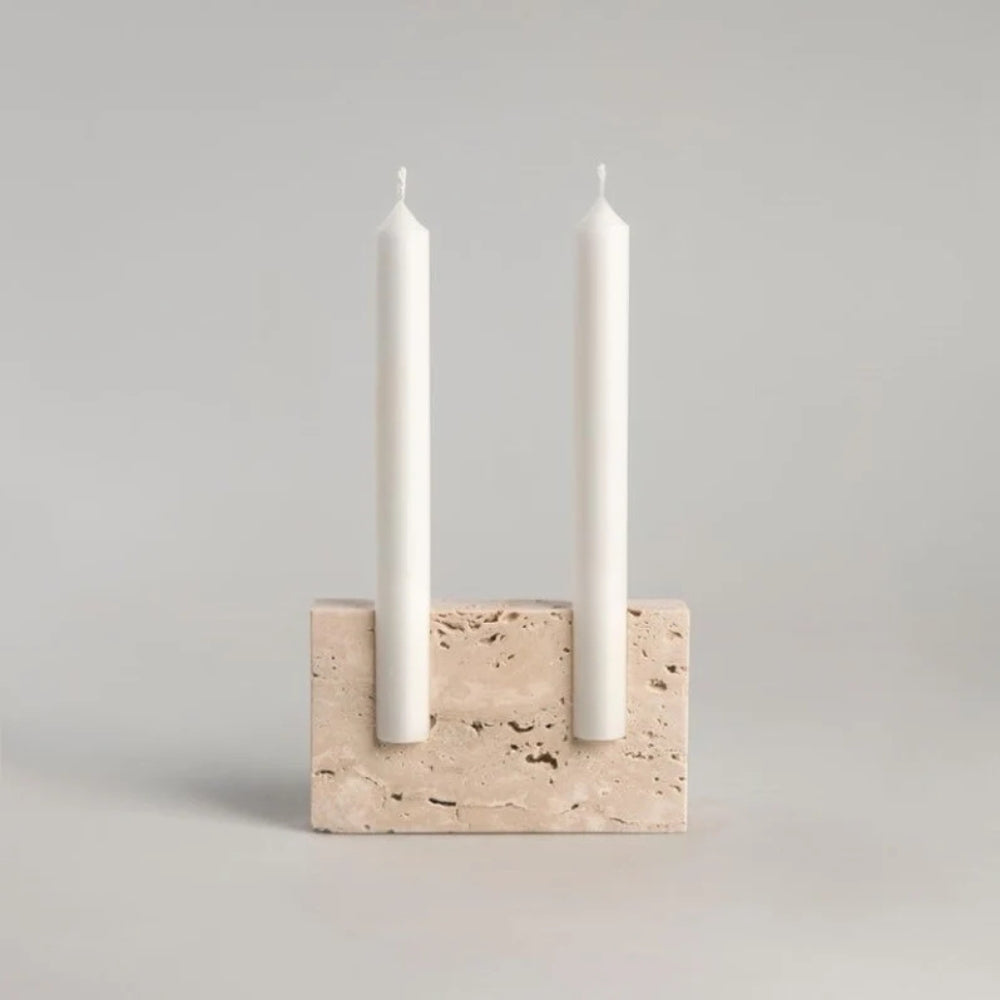 Sophisticated Twin Candle Holder in Elegant Stone Design
