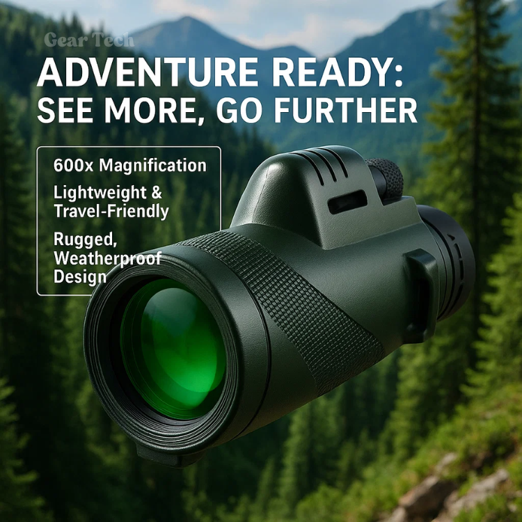 Compact Ultra-Zoom 600x Monocular – Lightweight HD Lens for Hiking, Birdwatching, Sports