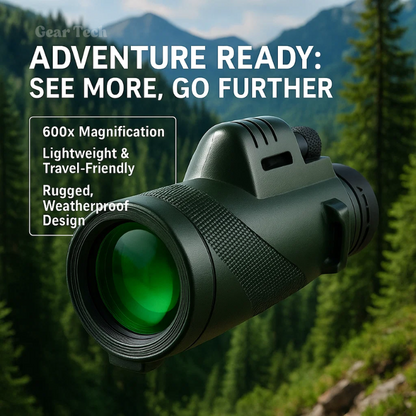 Compact Ultra-Zoom 600x Monocular – Lightweight HD Lens for Hiking, Birdwatching, Sports
