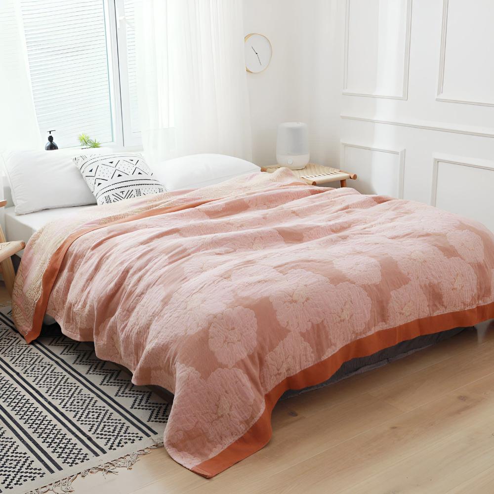 Serene Floral Cotton Throw Blanket for Year-Round Comfort