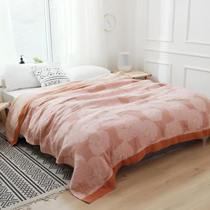 Serene Floral Cotton Throw Blanket for Year-Round Comfort