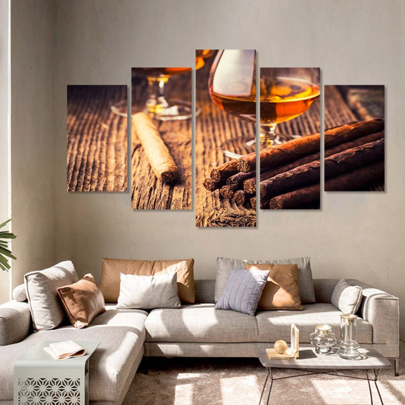 Stunning 5-Piece Brown Abstract Canvas Art Set