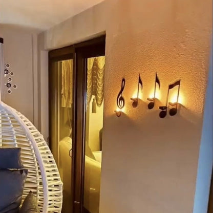 Music Note Shaped Wall Light in Black