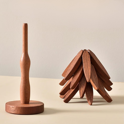 Foldable Heat-Resistant Table Protectors - Wooden Tree Trivet Set (4 pcs)