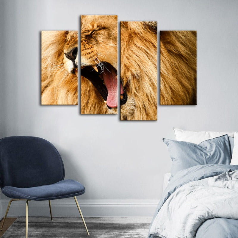 Majestic Lion's Spirit - 4 Piece Canvas Art Set