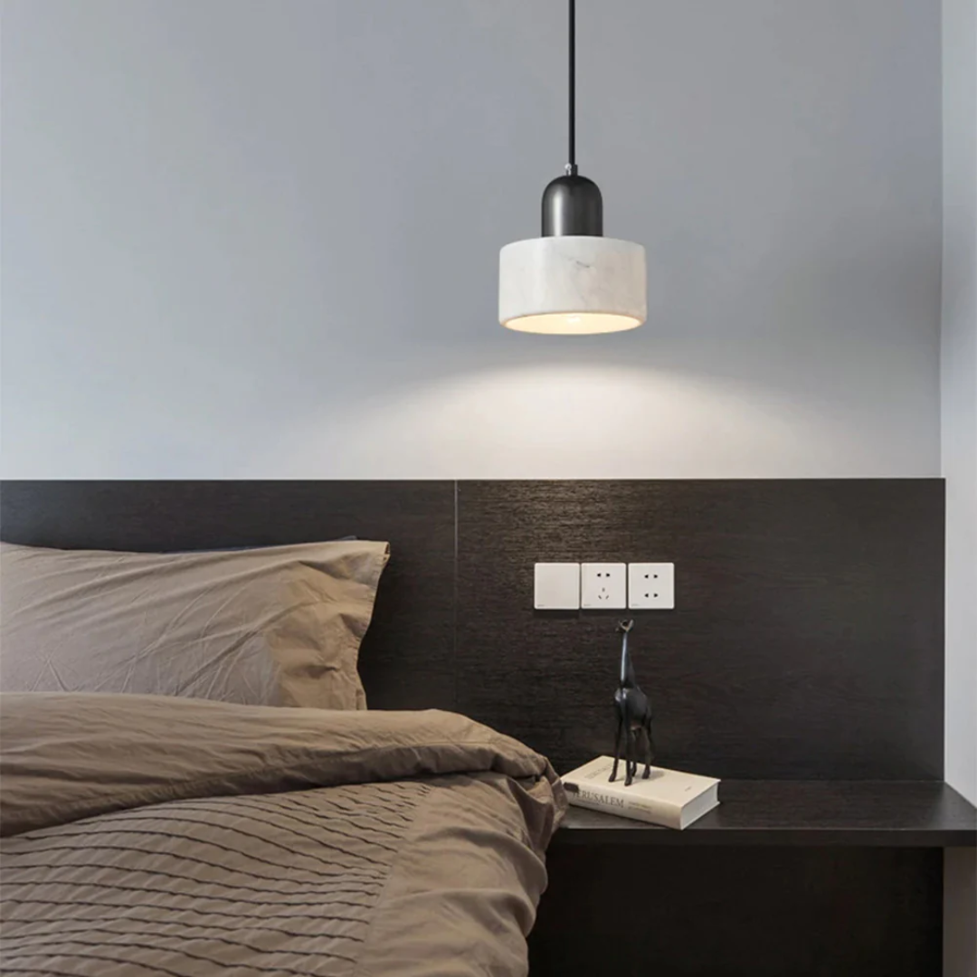 Modern Brass Hanging Lamp for Dining Room with Marble Pendant