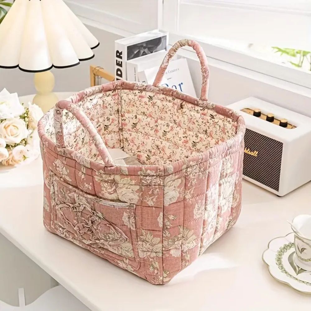 Elegant Floral Fabric Organizer Basket