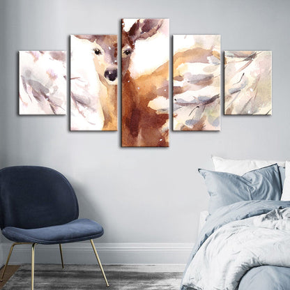 Serene Forest Fable - 5-Piece Canvas Art Set