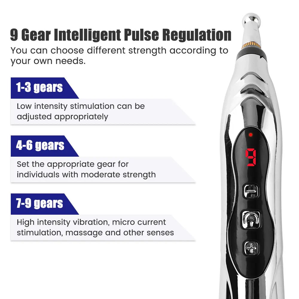 Microcurrent Massage Pen with 5 Attachments, 9 Intensity Settings & USB-C
